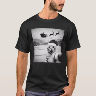 Cat Selfie with Santa Funny Christmas T-Shirt