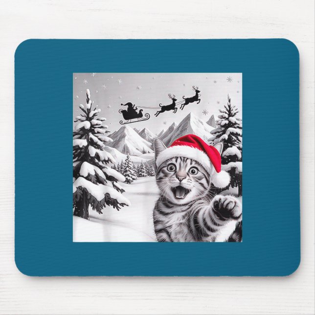Cat Selfie With Santa  Mouse Mat (Front)
