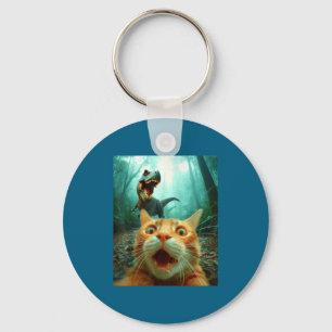 Cat Selfie With T-rex Dinosaur Trex Dino Men Women Key Ring