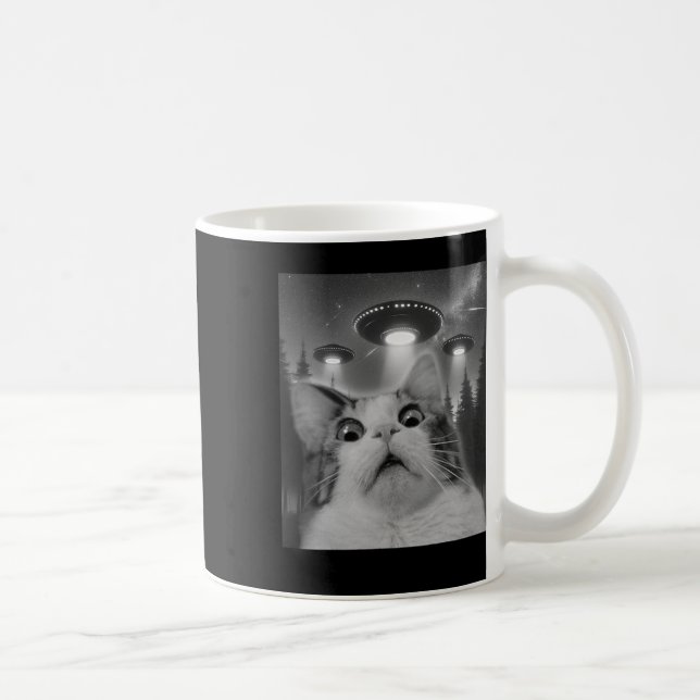 Cat Selfie With Ufos  Coffee Mug (Right)