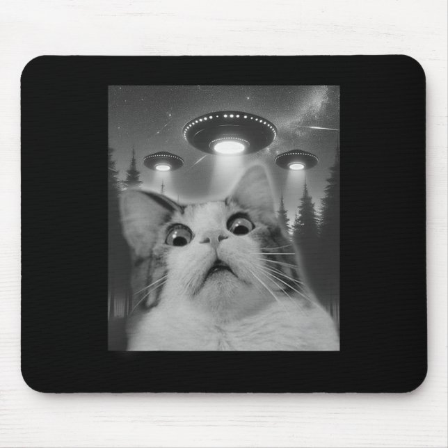 Cat Selfie With Ufos  Mouse Mat (Front)