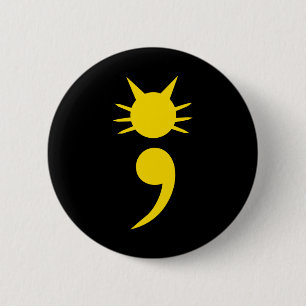 Cat Semicolon May Mental Health Awareness Month 6 Cm Round Badge