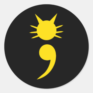 Cat Semicolon May Mental Health Awareness Month Classic Round Sticker