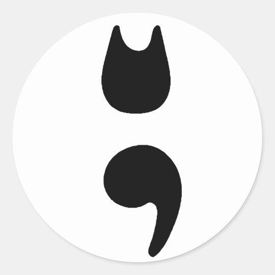 Cat Semicolon Sticker | Zazzle.co.uk