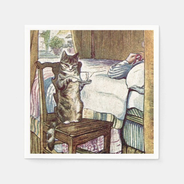 Cat Serving Tea Napkin (Front)