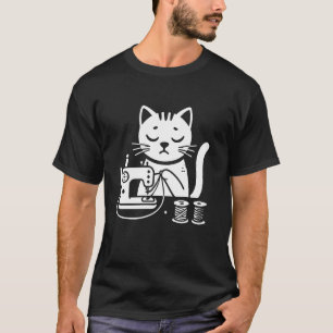 Cat Sewing Stitching Machine With Threads T-Shirt