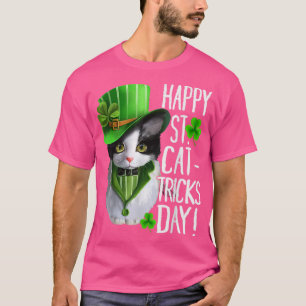 Cat Shamrock Leprechaun Happy St Patricks Day T-Shirt