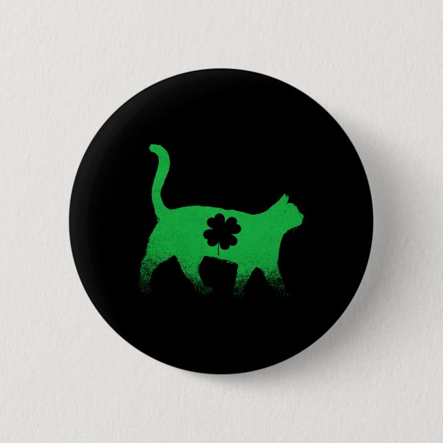 Cat Shamrock Saint Patricks Day 6 Cm Round Badge (Front)