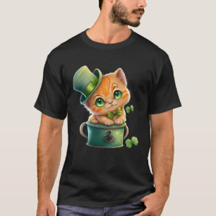 Cat Shamrock St Patrick s Day Leprechaun Hat Cute T-Shirt