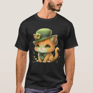 Cat Shamrock St Patrick s Day Leprechaun Hat Cute  T-Shirt