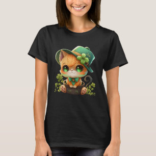 Cat Shamrock St Patrick s Day Leprechaun Hat Cute  T-Shirt