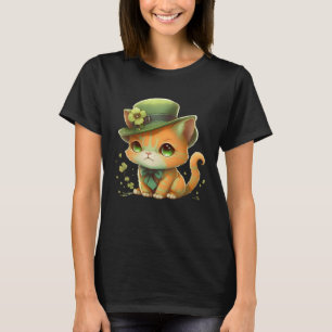 Cat Shamrock St Patrick s Day Leprechaun Hat Cute  T-Shirt