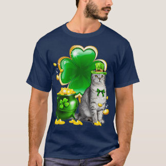 Cat Shamrock St Patricks Day Cat Irish Gift T-Shirt
