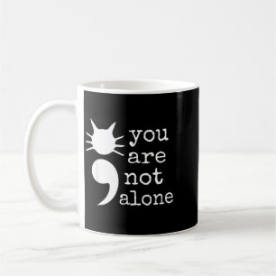 Cat Shape Semicolon Gift Prevention Awareness Coffee Mug