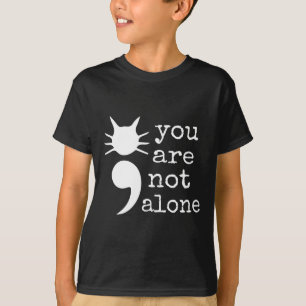 Cat Shape Semicolon Gift Suicide Prevention Awaren T-Shirt