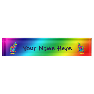 Cat Shaped Rainbow Twirl Nameplate