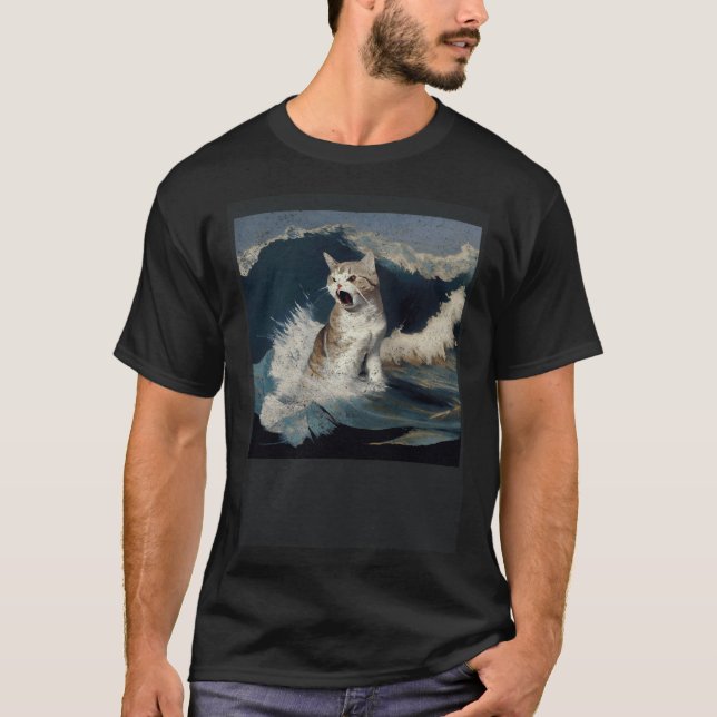 Cat Shark Waves T-Shirt (Front)