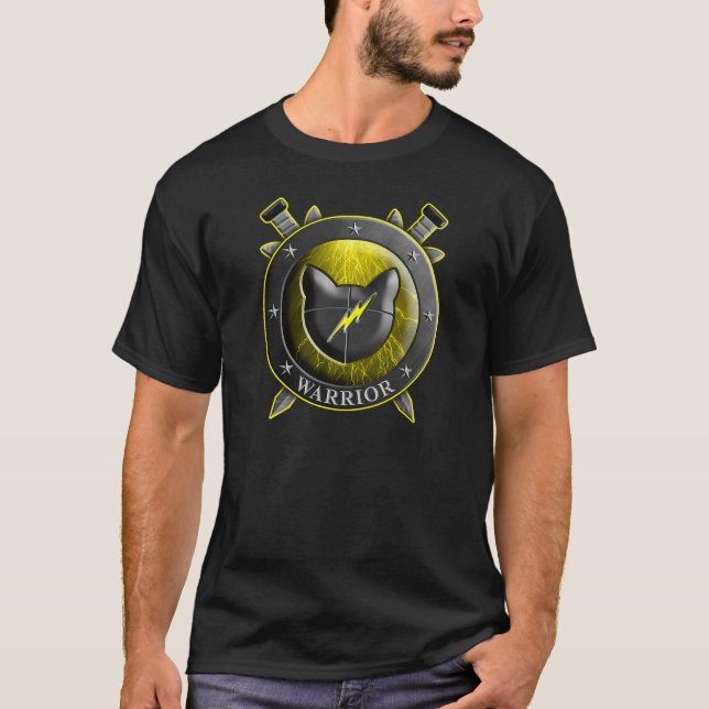 Cat Shield Swords Thunder Funny for Kids T-Shirt (Front)