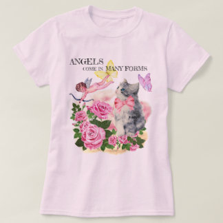 CAT SHIRT, angels, in many forms, COTTAGE, ROSES T-Shirt