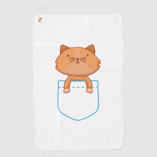 Cat Shirt - Cat in Pocket T-Shirt - Cat tshirt Golf Towel