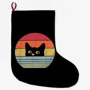 Cat Shirt. Retro Style Large Christmas Stocking
