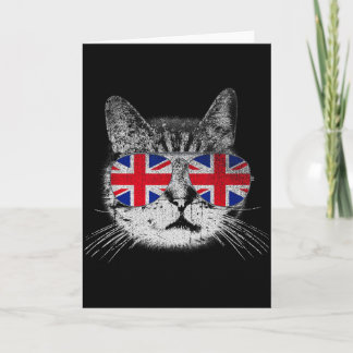 Cat Shirt Union Jack Flag Country Retro England Br Card