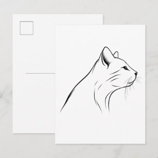 Cat short hair sketch postcard