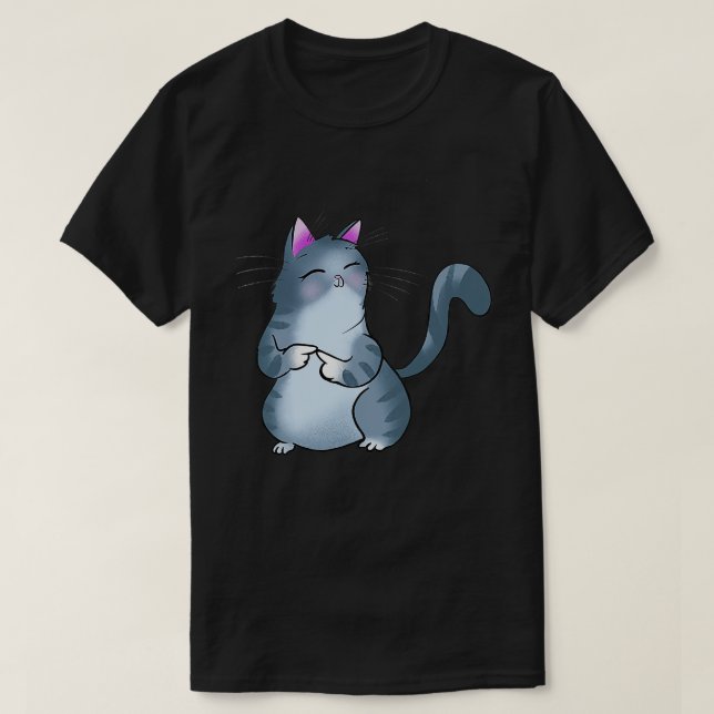 Cat Shy Fingers T-Shirt (Design Front)