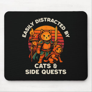 Cat Side Quest Funny Cats Tabletop Gamer Nerd Men Mouse Mat
