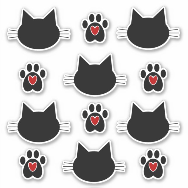 Cat Silhouette and Paw Prints (Front)