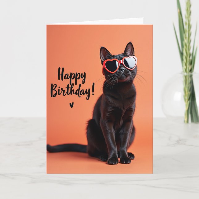 Cat Silhouette Birthday Card (Front)