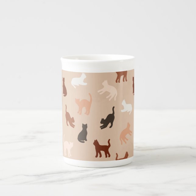 Cat silhouette bone china mug (Front)
