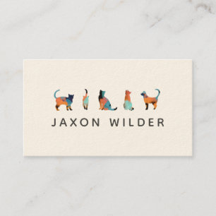 Cat Silhouette Cloud Watercolor Abstract Minimal Business Card
