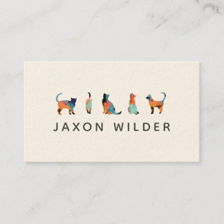 Cat Silhouette Cloud Watercolor Abstract Minimal Business Card