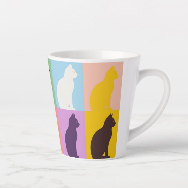 Cat silhouette colorful latte mug (Right)