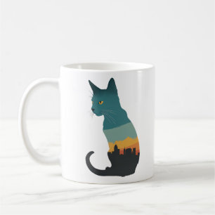 cat silhouette faded coffee mug