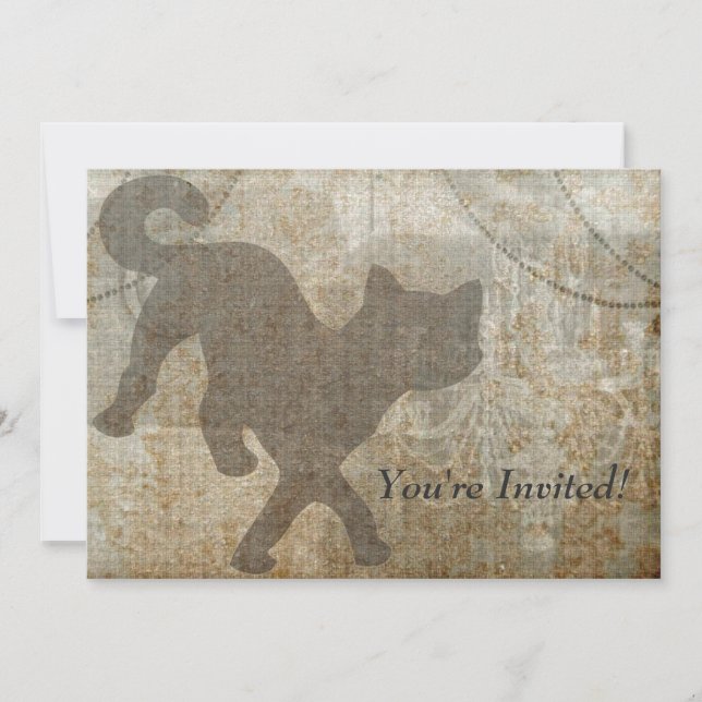 Cat Silhouette French Chandelier Adult Party Invitation (Front)