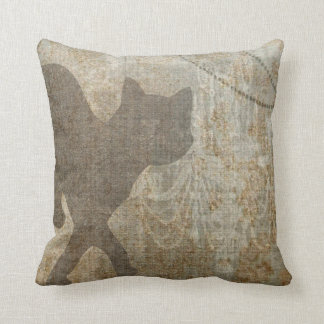 Cat Silhouette French Chic Chandelier Faux Linen Cushion