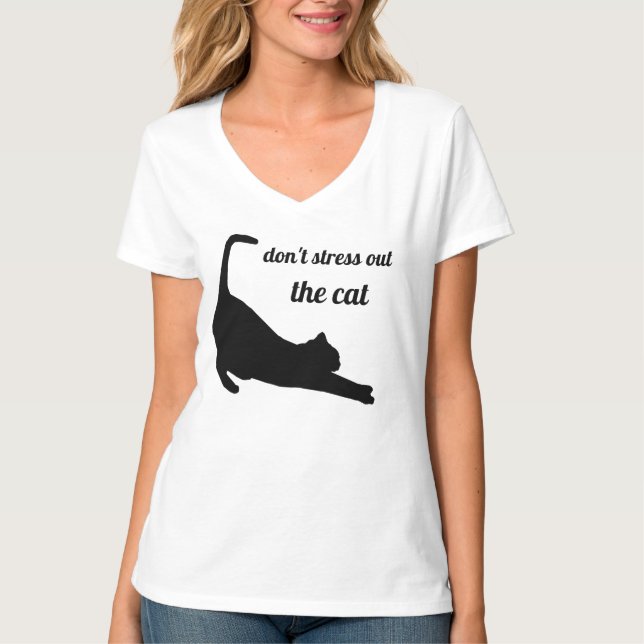 Cat Silhouette Funny T-Shirt (Front)