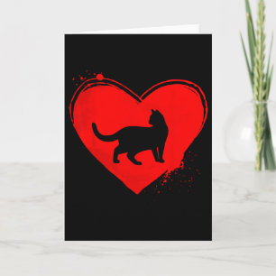 Cat Silhouette Heart Shape Valentine Cat Lovers  Card