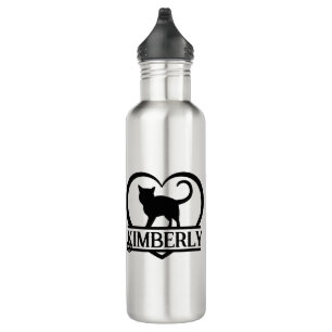 Cat Silhouette Heart Split Monogram 710 Ml Water Bottle