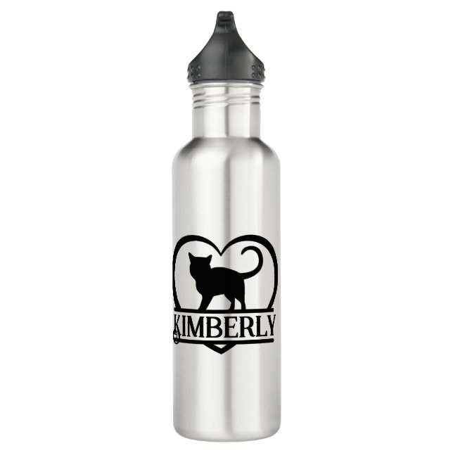 Cat Silhouette Heart Split Monogram 710 Ml Water Bottle (Right)