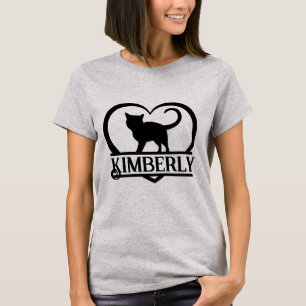 Cat Silhouette Heart Split Monogram T-Shirt