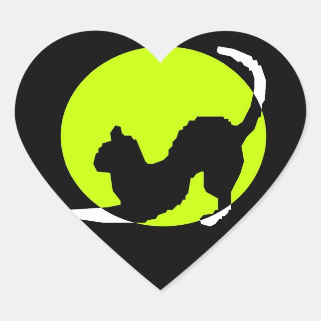 Cat Silhouette Heart Sticker (Front)