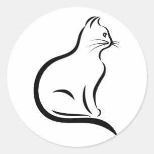 Cat silhouette illustration classic round sticker