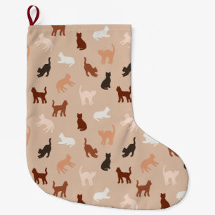 Cat silhouette large christmas stocking