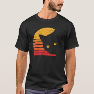 Cat Silhouette Lazy Halloween Costume Retro Kitten T-Shirt