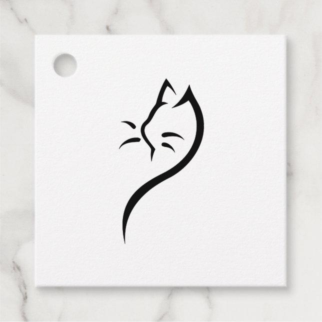 Cat Silhouette Outline Favour Tags (Front)