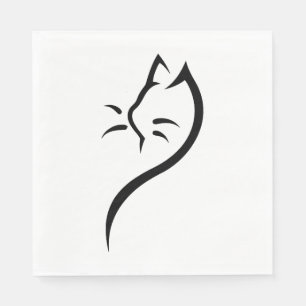 Cat Silhouette Outline Napkin