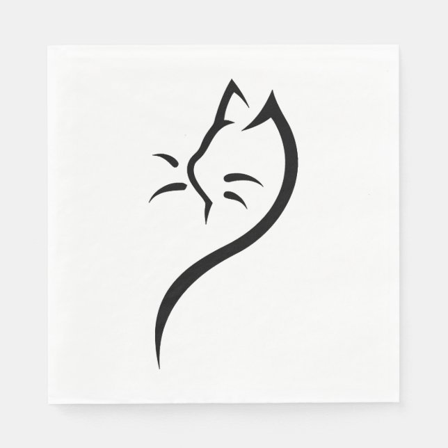 Cat Silhouette Outline Napkin (Front)